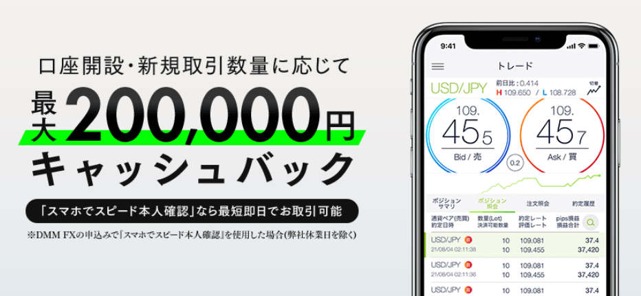 DMM FX最大20万円キャッシュバック